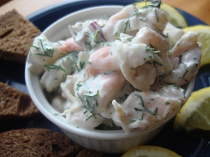 Creamy, sweet, tangy, chunky, light Swedish Skagen Salad (the best shrimp salad EVER)