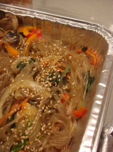 Glass noodles - Origin unknown, but it was next to the kimchi, so it might have been Korean?
